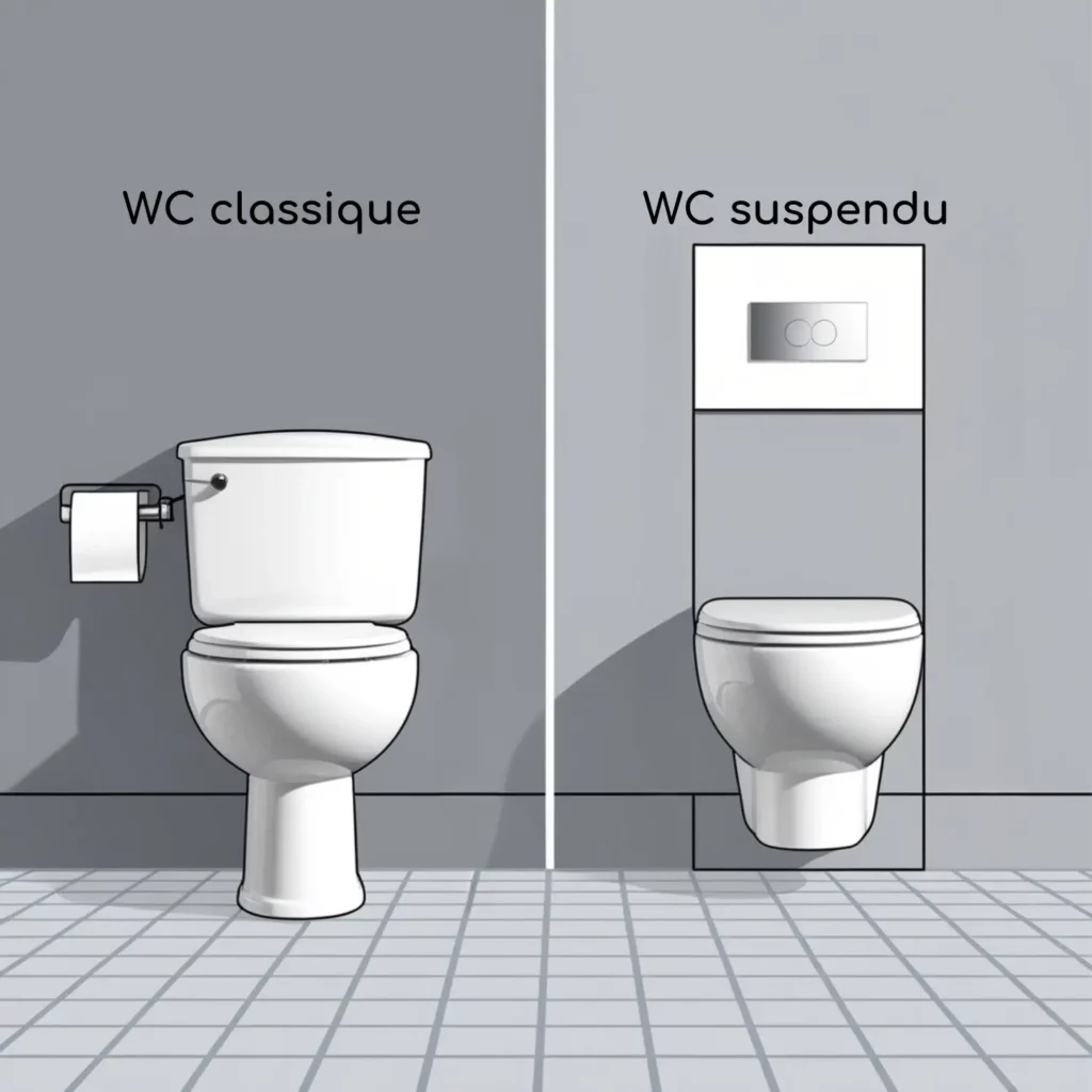 Différences entre toilette suspendu et classique